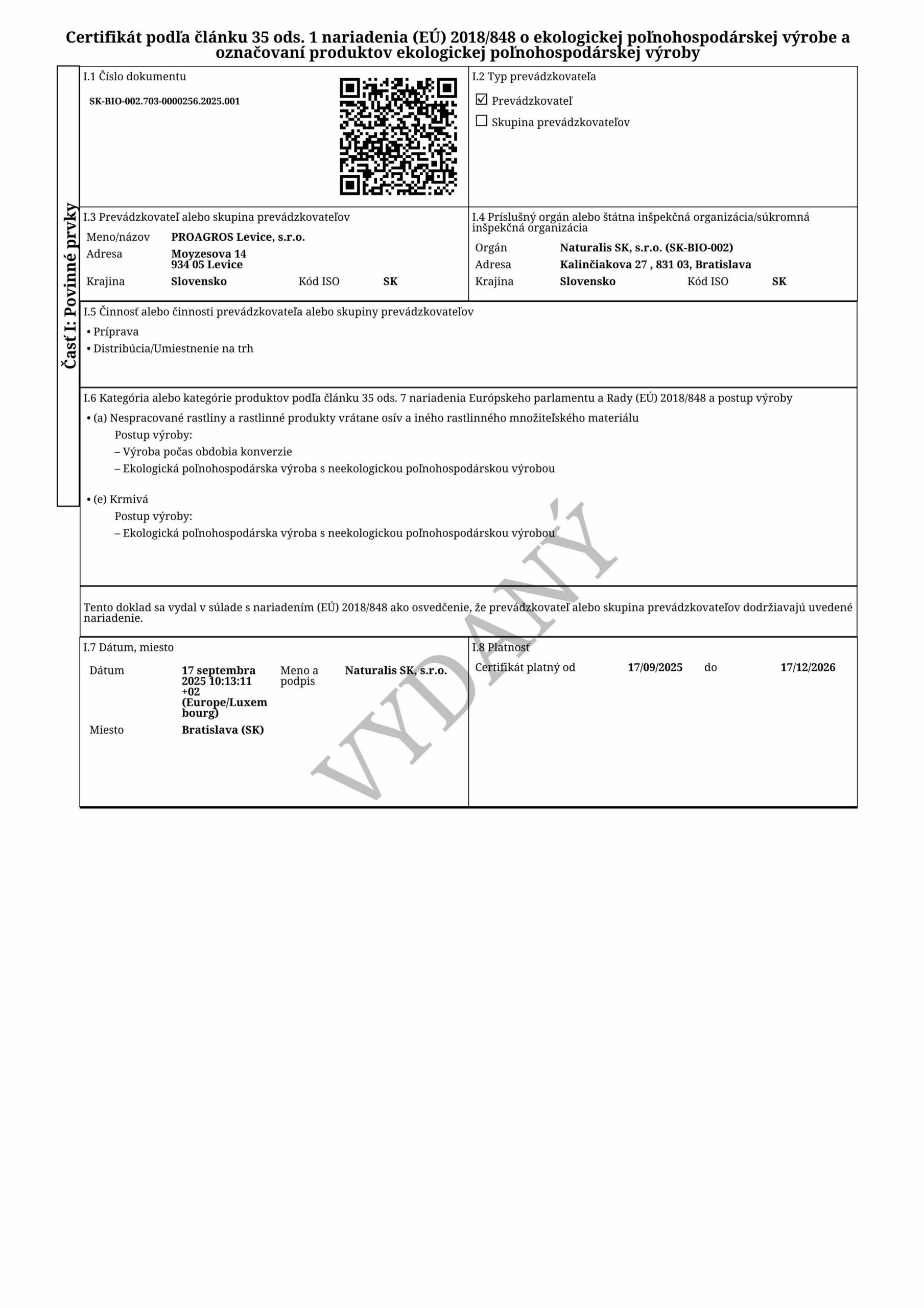 certifikat 561 A